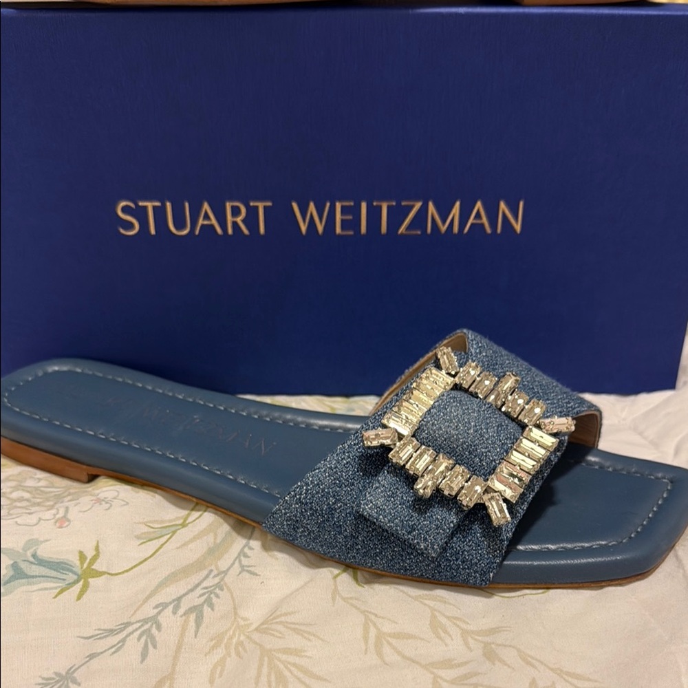 Stuart Weitzman Blue Rhinestone Sandals